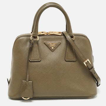 Prada Green Saffiano Lux Leather Small Promenade Satchel