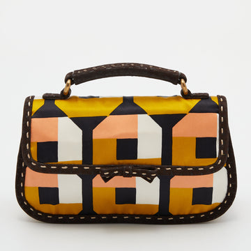 Prada Multicolor Printed Satin and Suede Pochette