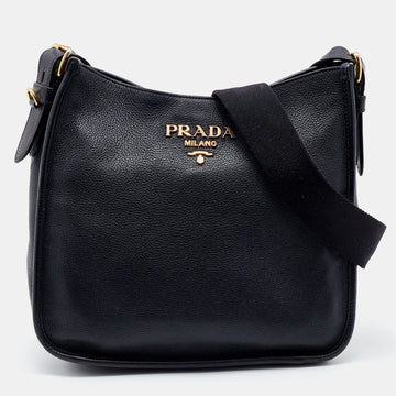 Prada Black Vitello Daino Leather Shoulder Bag