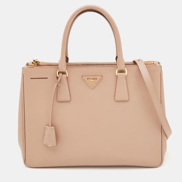 PRADA Dusty Pink Saffiano Lux Leather Medium Galleria Tote