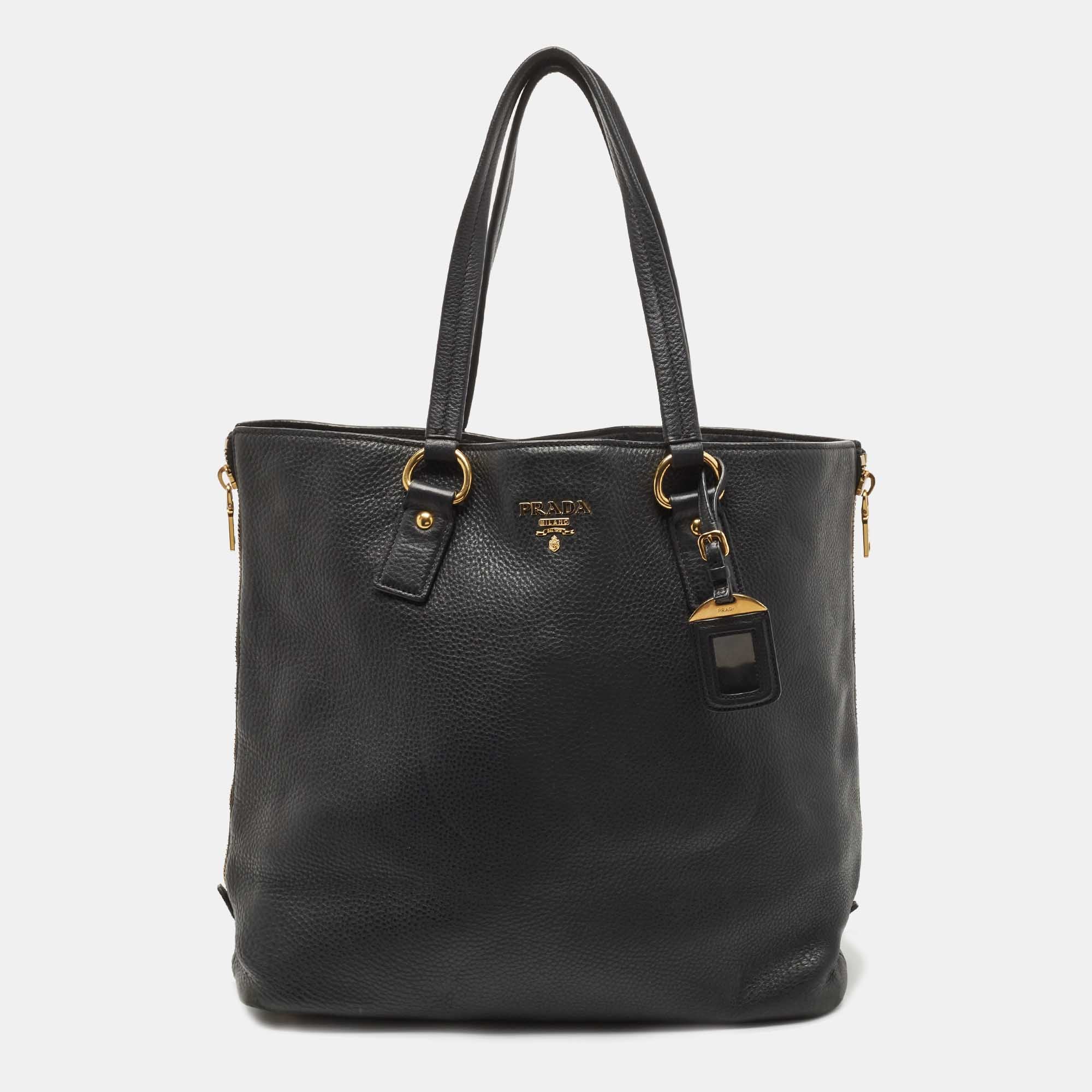 logo-stamp leather tote bag | Prada | Eraldo.com