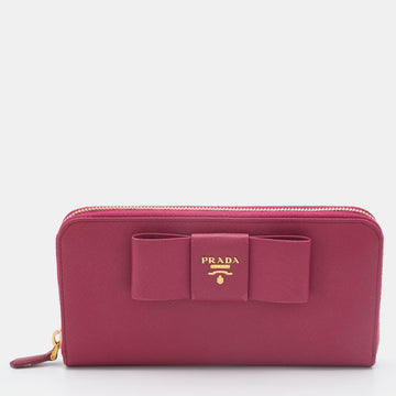 Prada Saffiano Fiocco Pink Peonia Ribbon Bifold Wallet - Read Description