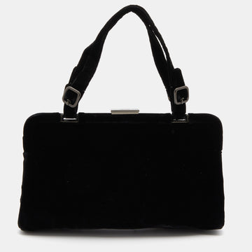 PRADA Black Velvet Frame Satchel