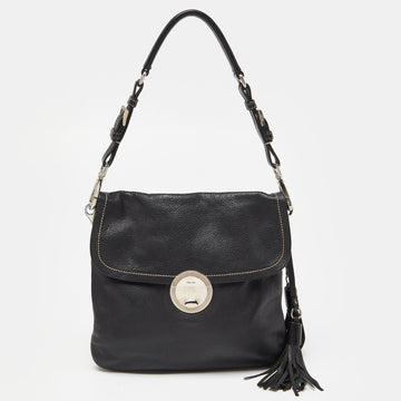 PRADA Black Leather Shoulder Bag