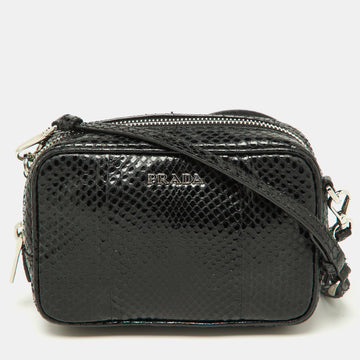 PRADA Black Watersnake Mini Camera Bag