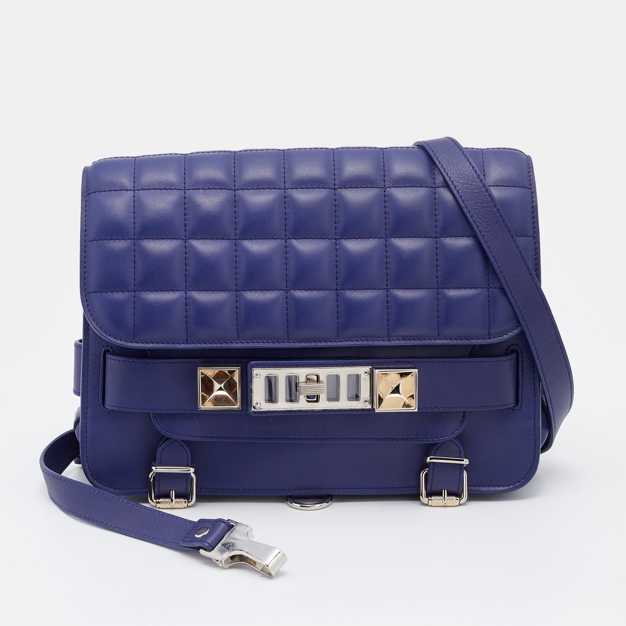 Proenza Schouler Blue Quilted Leather BG 111th Anniversary PS11 Should