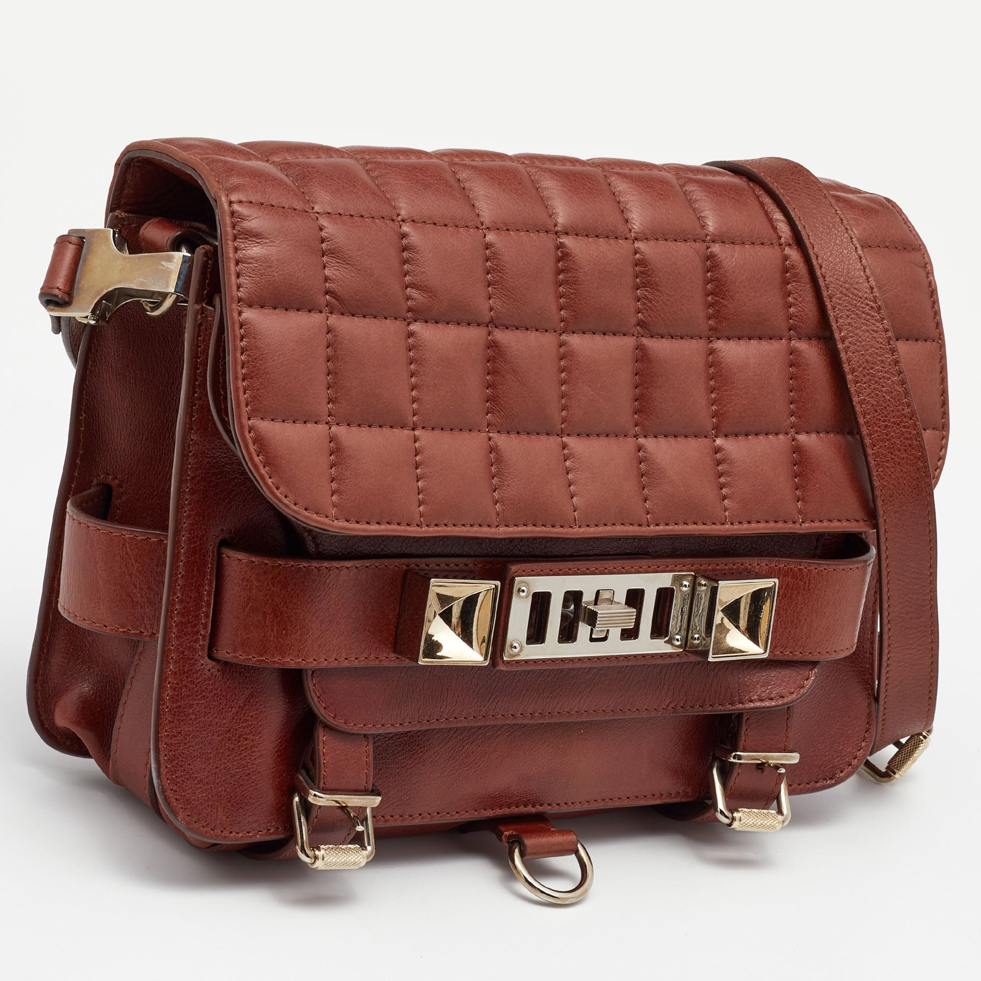 PROENZA SCHOULER Brown Quilted Leather BG 111th Anniversary PS11 Shoul