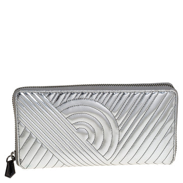 REED KRAKOFF Silver Leather Zip Around Wallet