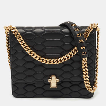 ROBERTO CAVALLI Black Quilted Leather Hera Shoulder Bag