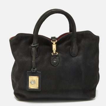 ROBERTO CAVALLI Black Plisse Leather Satchel