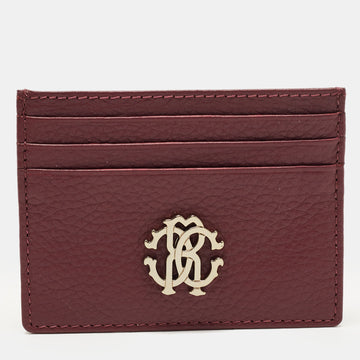 ROBERTO CAVALLI Burgundy Leather Card Holder