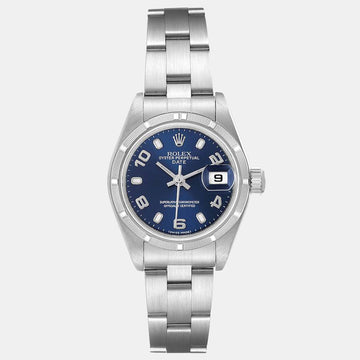 Rolex Blue Stainless Steel Oyster Perpetual Date 79190 Women's Wristwatch 25 mm