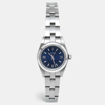 Rolex Blue Stainless Steel Oyster Perpetual 76080 Women's Wristwatch 24 mm