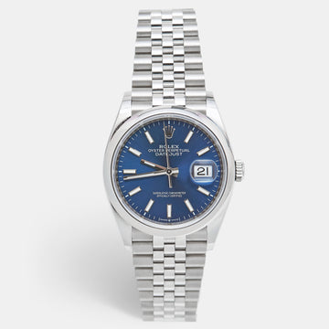 Rolex Blue Stainless Steel Datejust M126200-0005 Unisex Wristwatch 36 mm