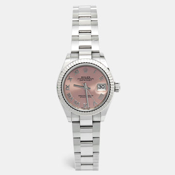 Rolex Pink 18K White Gold Oystersteel Datejust M279174-0018 Women's Wristwatch 28 mm