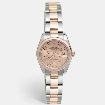 ROLEX Champagne 18k Rose Gold Stainless Steel Datejust 178241 Women's Wristwatch 31 mm