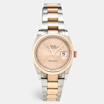 ROLEX Champagne Diamond 18k Rose Gold Stainless Steel Datejust M126231-0028 Women's Wristwatch 36 mm