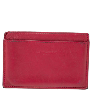 Saint Laurent Fuchsia Leather Card Holder