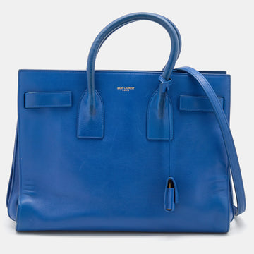 Saint Laurent Blue Leather Small Classic Sac De Jour Tote