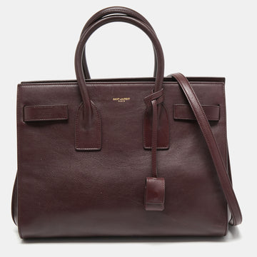 Saint Laurent Burgundy Leather Small Classic Sac De Jour Tote