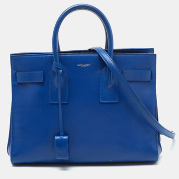 Saint Laurent Blue Leather Small Classic Sac De Jour Tote