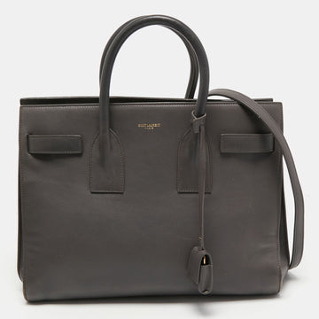 Saint Laurent Grey Leather Small Classic Sac De Jour Tote