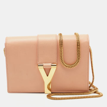 Saint Laurent Peach Leather Y-Ligne Chain Crossbody Bag