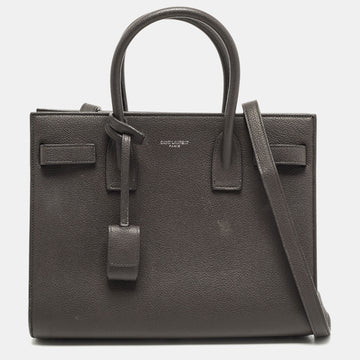 Saint Laurent Dark Grey Leather Baby Classic Sac De Jour Tote