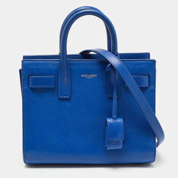 Saint Laurent Blue Leather Nano Classic Sac De Jour Tote