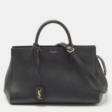 Saint Laurent Black Leather Small Cabas Rive Gauche Tote