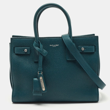 Saint Laurent Dark Green Leather Baby Classic Sac De Jour Tote