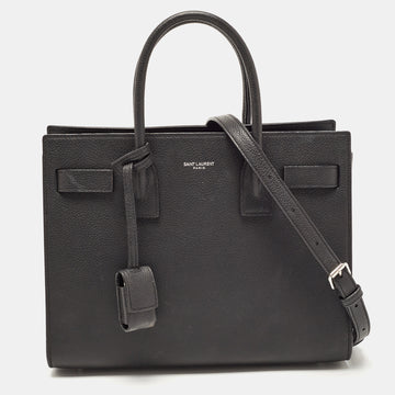 Saint Laurent Black Leather Baby Classic Sac De Jour Tote