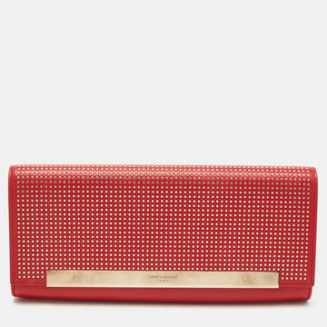 Saint Laurent Red Studded Leather Lutetia Clutch