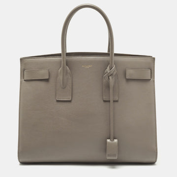 Saint Laurent Grey Leather Medium Sac De Jour Tote