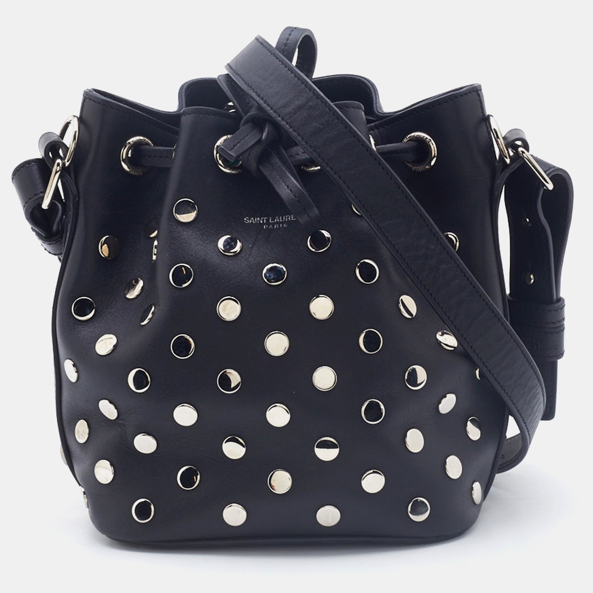 Black studded bucket best sale bag