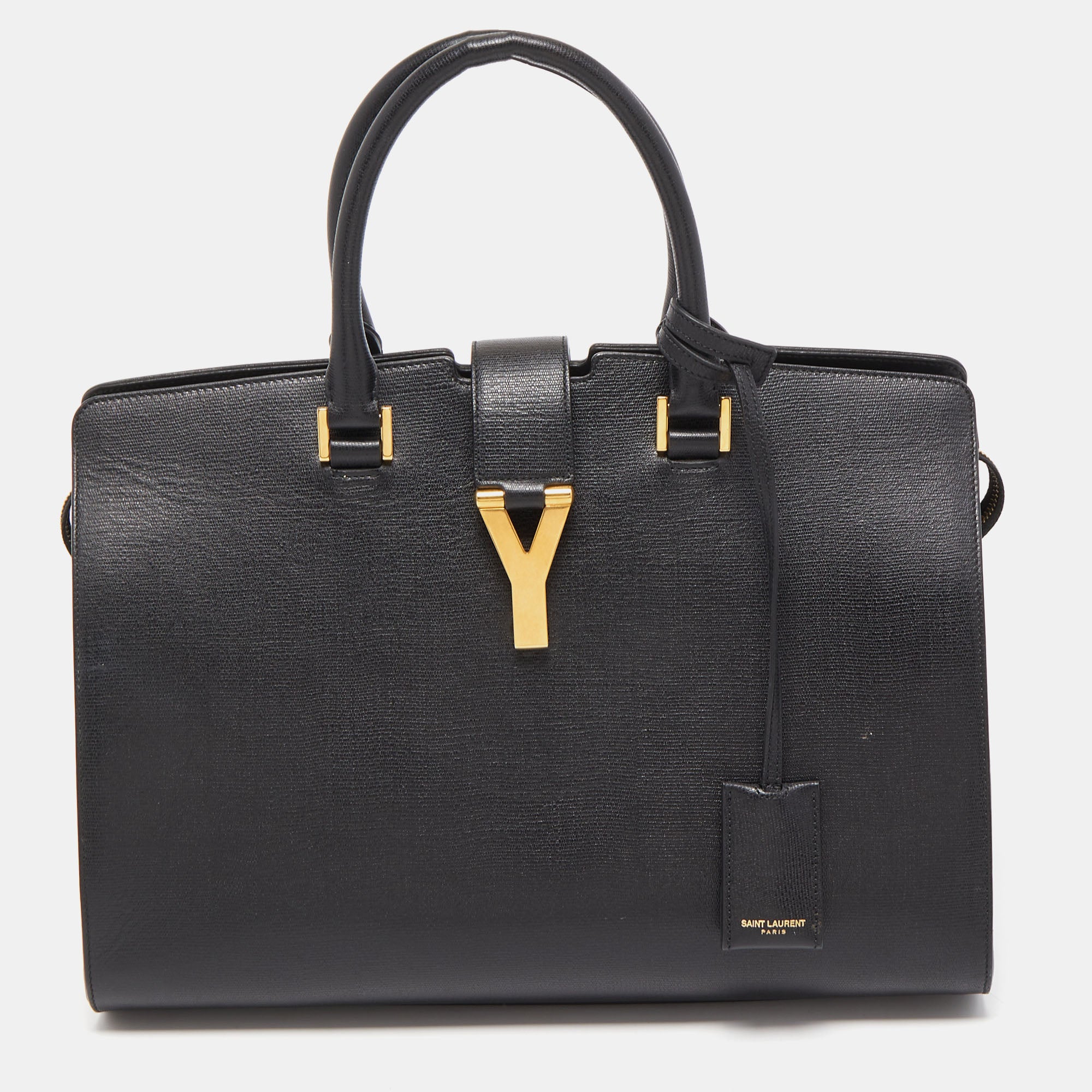 Saint Laurent Black Leather Medium Cabas Chyc Tote