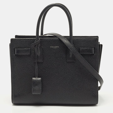 Saint Laurent Black Leather Baby Classic Sac De Jour Tote