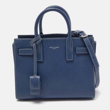 Saint Laurent Blue Leather Nano Classic Sac De Jour Tote