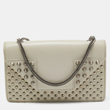 Saint Laurent Cream Leather Studded Betty Shoulder Bag