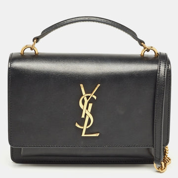 Saint Laurent Black Leather Sunset Wallet on Chain