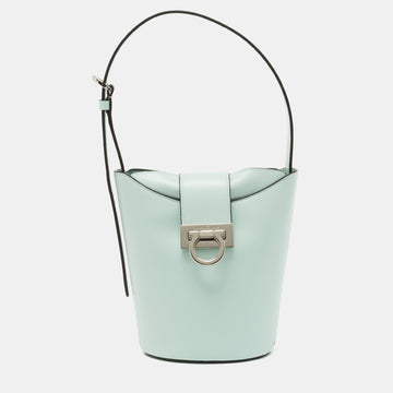 Salvatore Ferragamo Mint Green Leather Trifolio Shoulder Bag