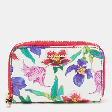 Salvatore Ferragamo Multicolor Floral Print Leather Zip Around Compact Wallet