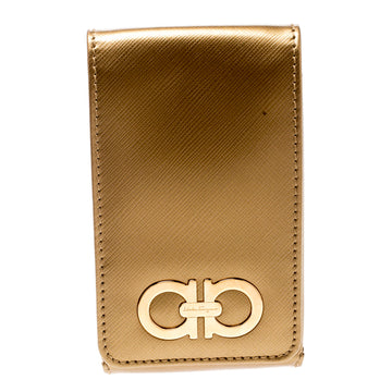 SALVATORE FERRAGAMO Gold Leather iPhone 4 Case