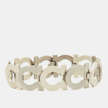 SALVATORE FERRAGAMO Gancini Silver Tone Link Bracelet