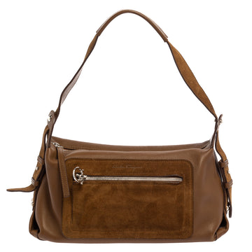 Salvatore Ferragamo Brown Leather and Suede Shoulder Bag