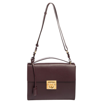 Salvatore Ferragamo Burgundy Leather Marisol Top Handle Bag