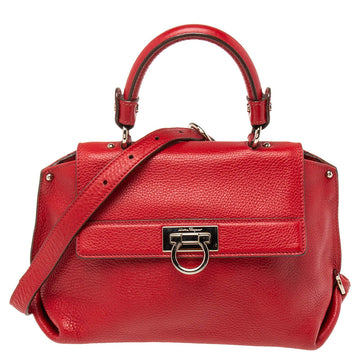 Salvatore Ferragamo Red Leather Sofia Top Handle Bag