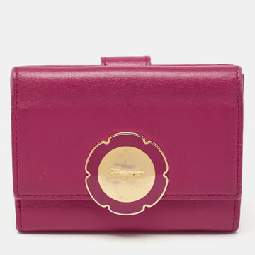 Salvatore Ferragamo Fuchsia Leather Compact Wallet
