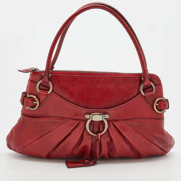 Salvatore Ferragamo Red Leather Marisa Shoulder Bag