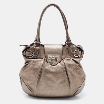 Salvatore Ferragamo Metallic Leather Marisa Hobo